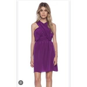 Amour Vert Ivonne‎ Silk Criss Cross Front Dress In Fuchsia Size S Small USA